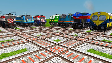 7 INDIAN RAILWAY TRAIN CROSSING ON BUMPY DIAMOND RAILROAD TRACKS | Train game | train simulator 2024