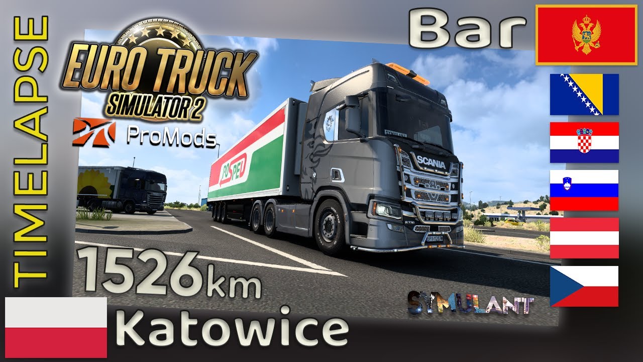 Euro Truck Simulator 2 TIMELAPSE [#45] 🇵🇱 Katowice (PL) - Bar (MNE) 🇲🇪 #ProMods 2.65