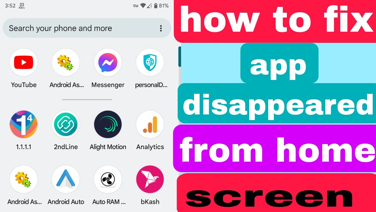 How To Fix App Disappeared From Home Screen Android Problem 2023 Aps