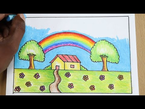 Easy nature drawings, Beautiful scenery drawing, Landscape drawing easy