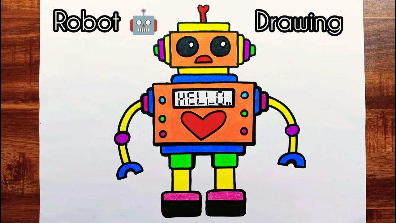 🤖 How to Draw a Cartoon Robot  Easy Drawing for Kids 