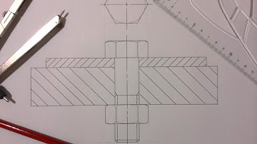 How to draw a bolt and nut in a sectional view
