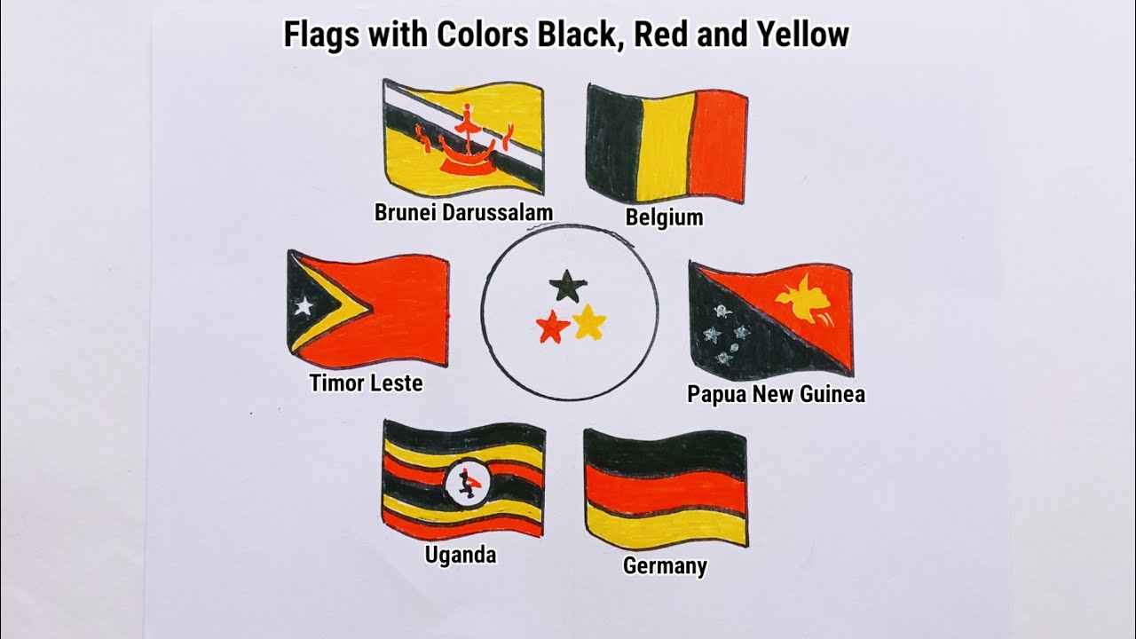 Drawing Flags •| Flags with Colors Black, red and Yellow (6) - YouTube