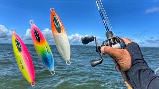 PESCAMOS VÁRIAS ESPÉCIES DE PEIXE NO MESMO LUGAR! PESCARIA NA COSTEIRA COM JUMPING JIGS! 