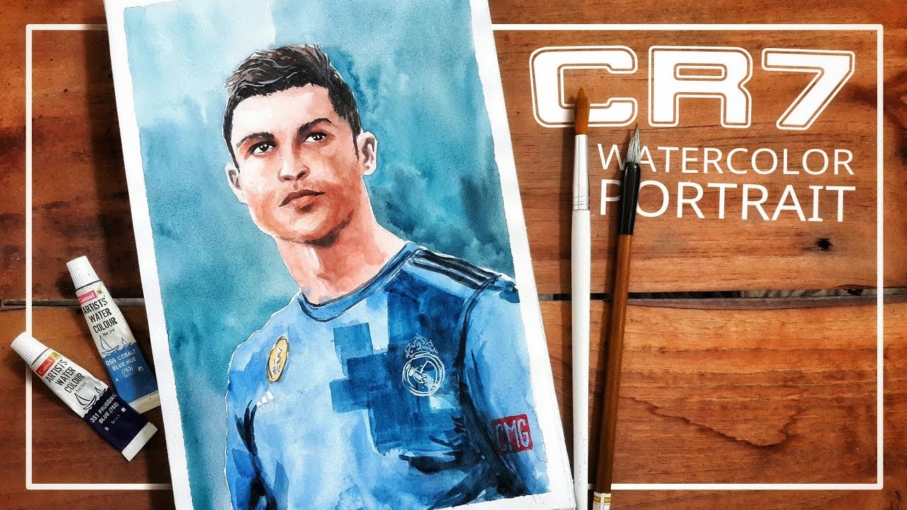 Cristiano Ronaldo dissolving into colorful liquid oil paint