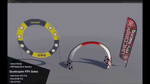 Quadcopter Air FPV Racing Gates Unity Asset Store Demo Video