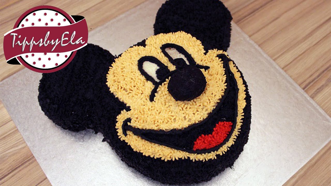 Mickey Mouse cake with whipped cream no fondant How to make - EN ...