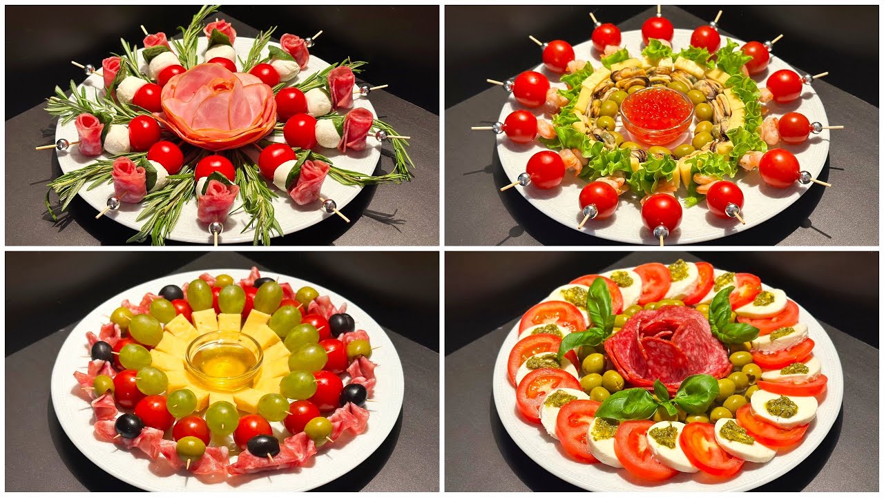 ЗАКУСОЧНАЯ ТАРЕЛКА для ваших гостей! 4 варианта красивой подачи сыров и мяса на праздник!
