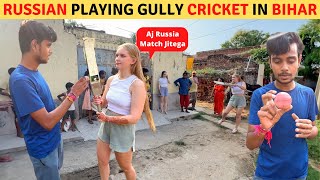 Russian Playing Gully Cricket in the Village of BIHAR