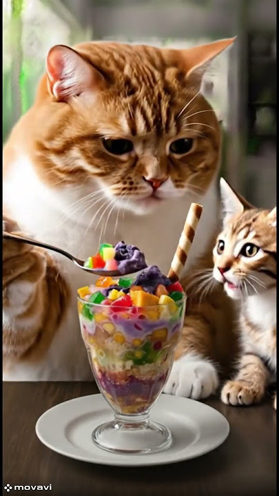 AWW! Mama Cat Shares Halo-halo With Baby! #AICat #Shorts