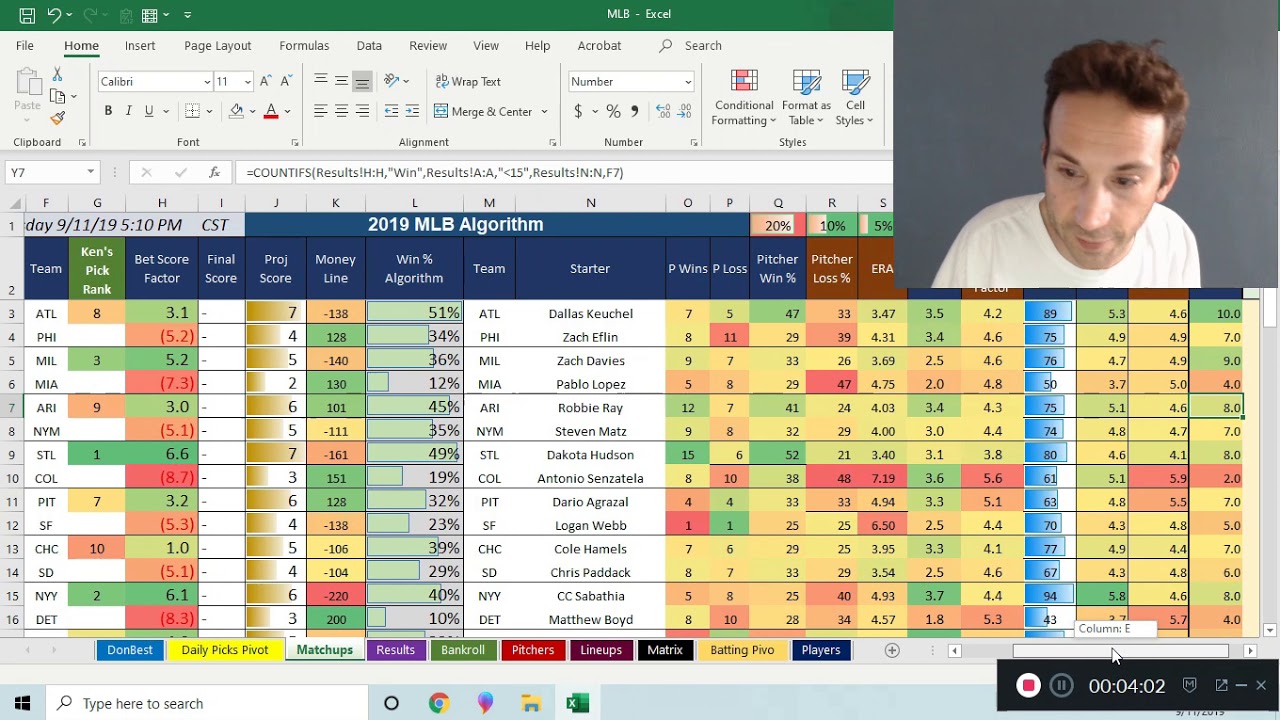 MLB Algorithm Wed 9/11/19 - YouTube
