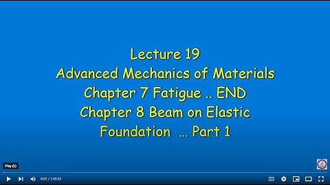 19 Chapter 7 Fatigue END Chapter 8 Beam on Elastic Foundation Part 1 Advanced Mech of Materials