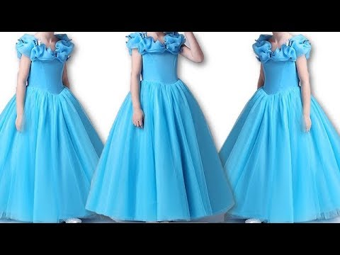 Net fabric floor length long gown cutting and stitching - YouTube
