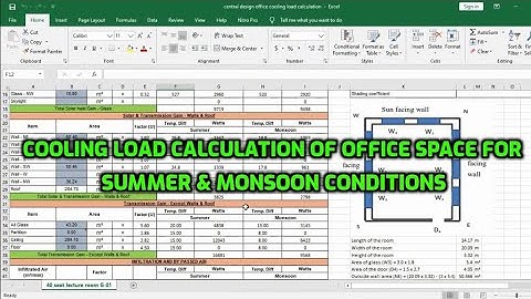Heat load calculation Office space summer & monsoon condition part 2 using E20 excel sheet