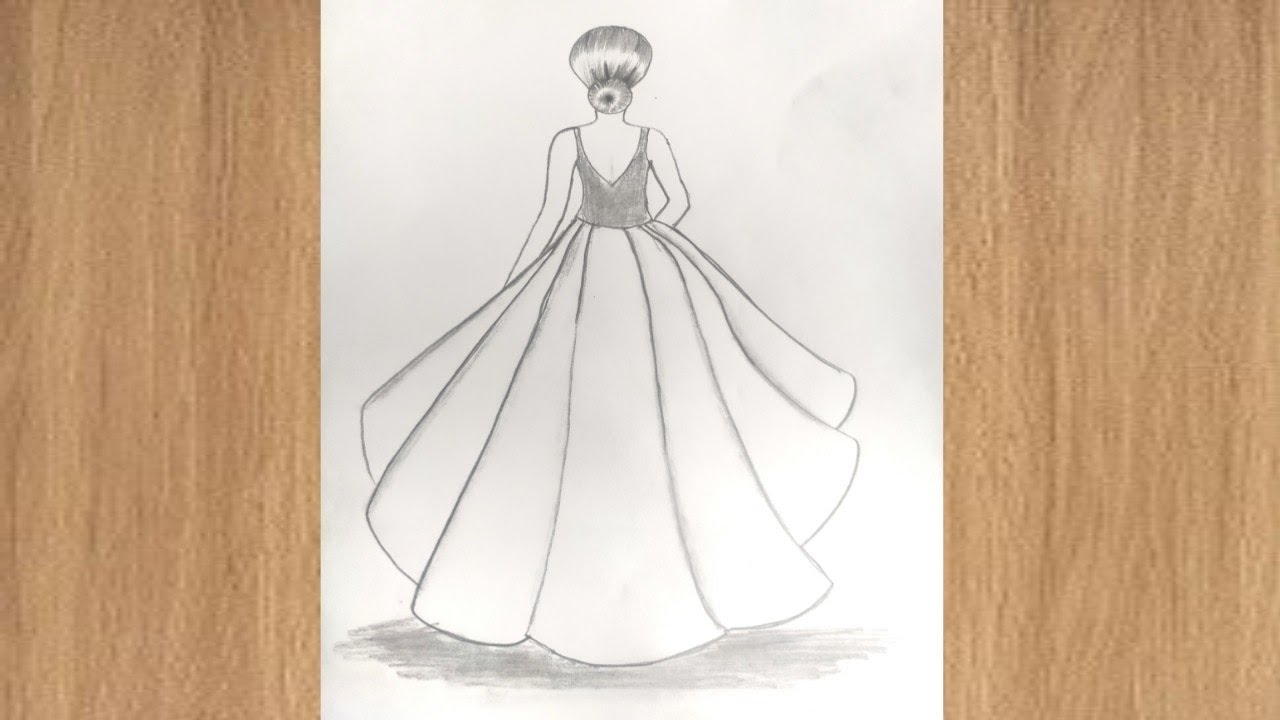 How to draw ️ beautiful girl wearing gound from back side l drawing for ...