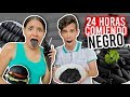 24 HORAS COMIENDO TODO NEGRO 😱🙊 ¿Puedes ver los camarones? | Yarissa