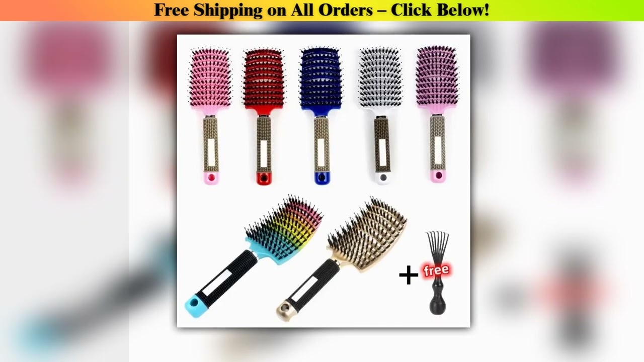 Hair Brush Exfoliating Hair Brush Bristle Women's Wet Curly Hair Comb Salon Hair Styling