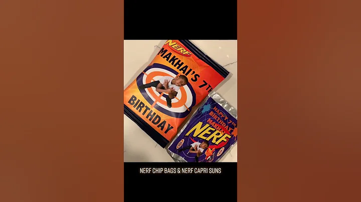 Nerf-Themed Birthday Party Favors: Personalized Chip Bags and Capri Suns#NerfParty