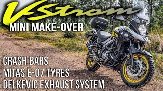 Vstrom 650 Make-Over | Delkevic Exhaust | Crash Bars | Mitas E07 tyres