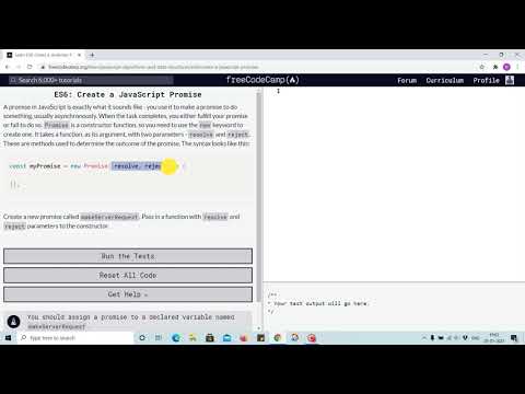 Tutorial 28 - Creating JavaScript promise - freecodecamp