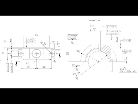 [#131] Przykład tolerowania geometrycznego - GD&T. Rysunek płaski w SolidWorks