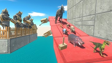 Monkeys Push Dinosaurs & Animals Into the Abyss – Death Corridor Challenge! | ARBS