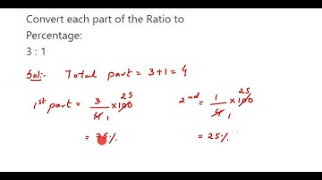 Convert each part of the Ratio to Percentage 3:1 || how to convert ratio to percentage