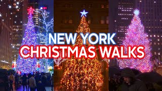 4k NEW YORK Christmas Walks 2023: Six Walking tours in 1 video (no loops!)