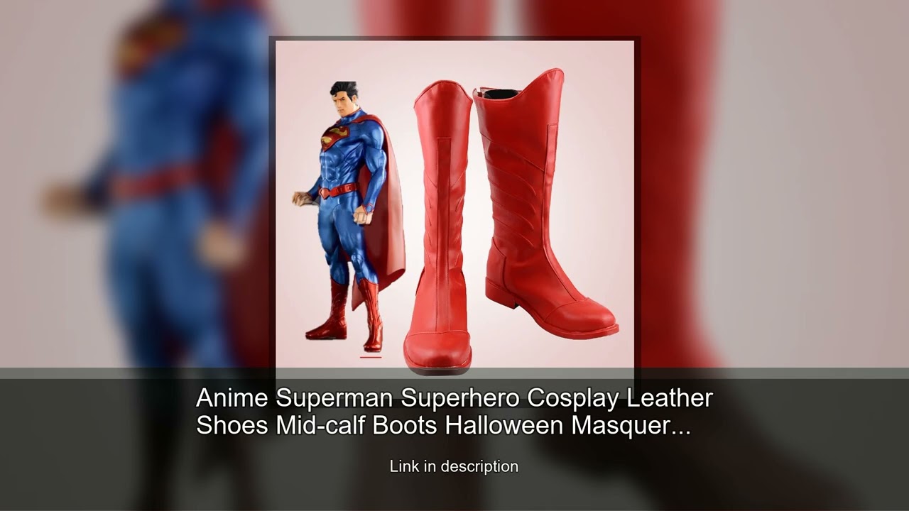 Anime Superman Superhero Cosplay Leather Shoes Mid-calf Boots Halloween Masquerade Carnival Per