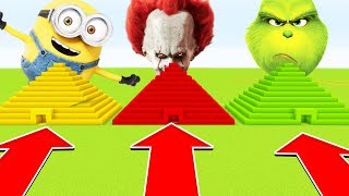 Minecraft : DO NOT CHOOSE THE WRONG PYRAMID (MINIIONS,PENNYWISE,GRINCH) (PS4/XboxOne/PE/MCPE)