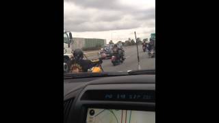 Group of Comanchero Bikies. Monash Fwy Melbourne