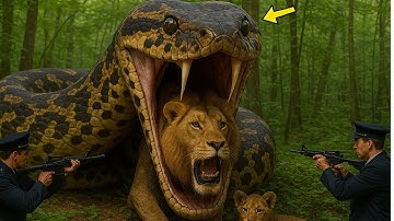 Heroic rescue team saves mother lion from giant python attack