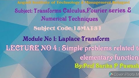18MAT31: Transform Calculus,Fourier series & Numerical Methods