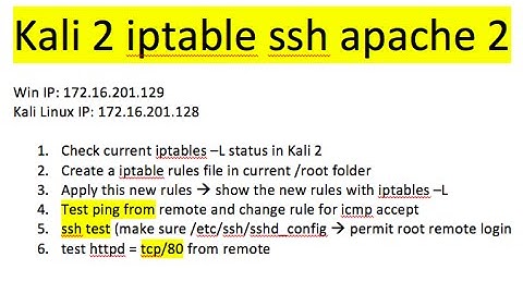 Kali 2 iptables ssh apache http putty