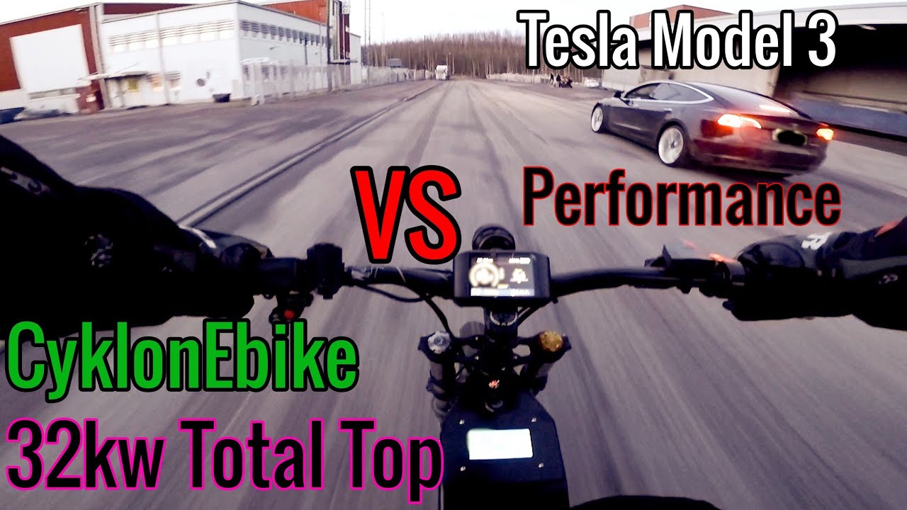 Maailman nopein sähköpyörä vs Tesla Model 3 Performance