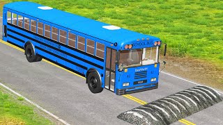 Bus vs Deep Water Truck Rescue Bus - Color Bus vs Speed Bumps - BeamNG.Drive