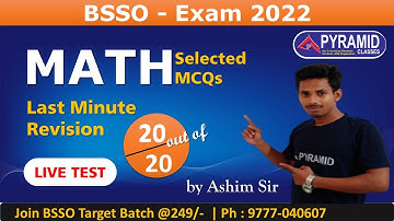 BSSO | Math | last time revision | OSSC BSSO 2022 | Block Social Security Officer | Pyramid classes
