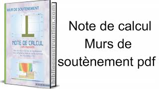 Note calcul–Murs de soutènement pdf