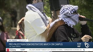 Pro-Palestinian demonstrators march on UCSD campus