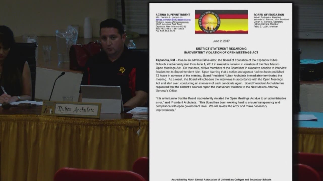 Espanola School Board reports itself to AG office after violating Open