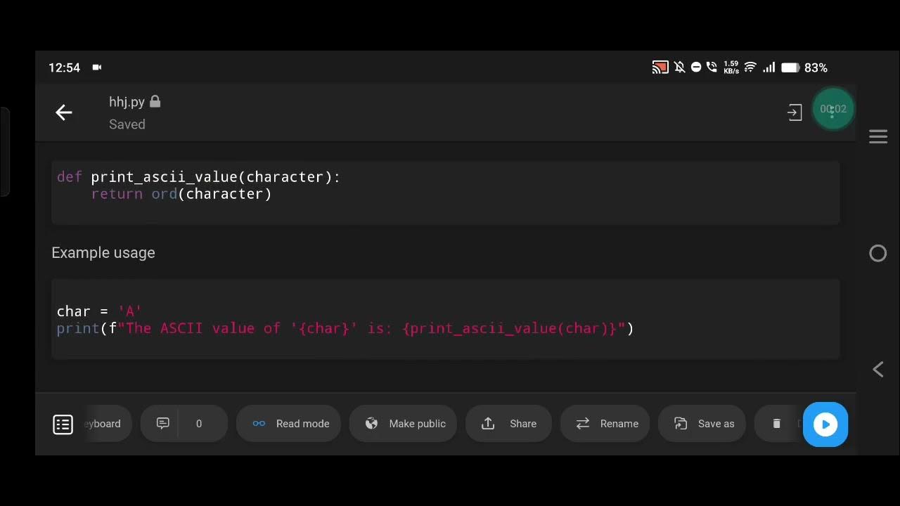 Print ASCII Value of a Character in Python | Python Tutorial - YouTube