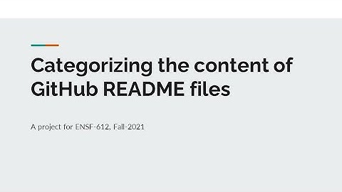 Categorizing the content of GitHub README files using ML - Part 1