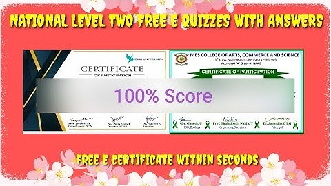 2 NATIONAL LEVEL FREE E CERTIFICATE QUIZZES WITH ANSWERS ON ENGINEERING SCIENCE-ONLINE QUIZ FREE