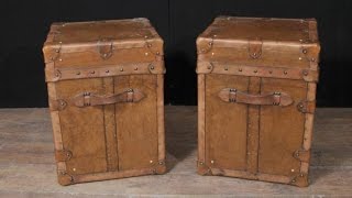 Pair Vintage Steamer Trunk Luggage Box Side Tables