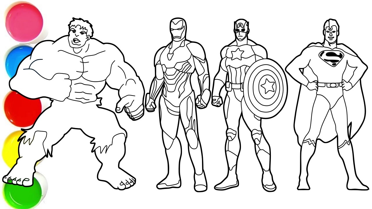 Нарисуйте за несколько минут четырех легендарных супергероев — Халка, Железного Человека, Капитан...