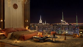 4K Romantic New York Apartment Ambience 🎹 Relaxing Piano Jazz Music for Sleeping, Studying