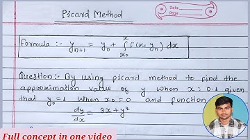 Picard method || How to solve Picard method|| numerical analysis method|| Bca , mca ,B.tech maths.