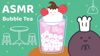 Strawberry bubble tea with white tapioca pearls (ASMR Animation)