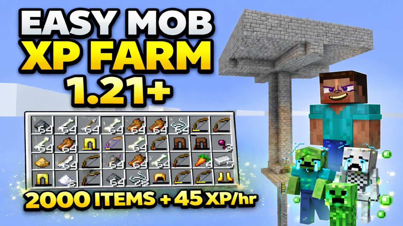 Minecraft Fast & Easy Mob XP Farm | 1.21+ Java & Bedrock - YouTube