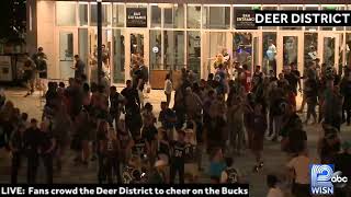 LIVE: The Deer District is packed with fans cheering on the Bucks!